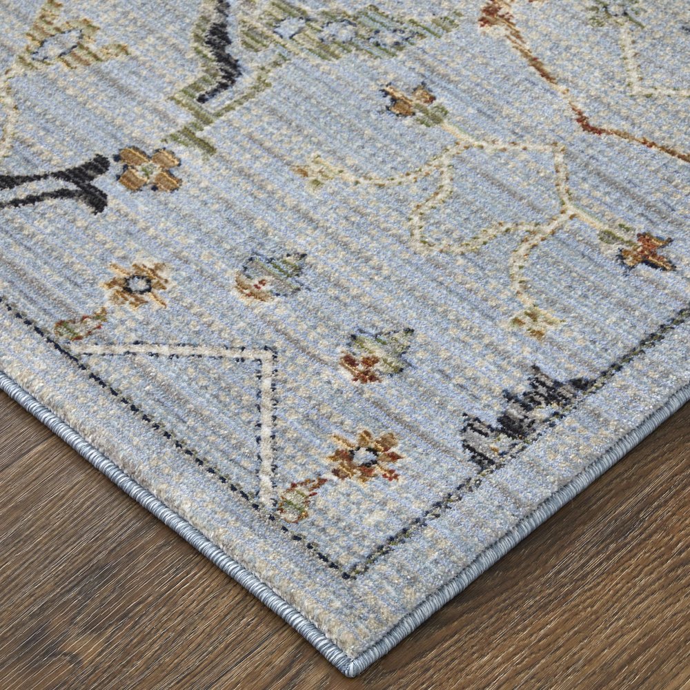 Traditional Floral & Botanical, Blue/Green/Ivory, 9'-0" x 12'-8" Area Rug. Picture 3