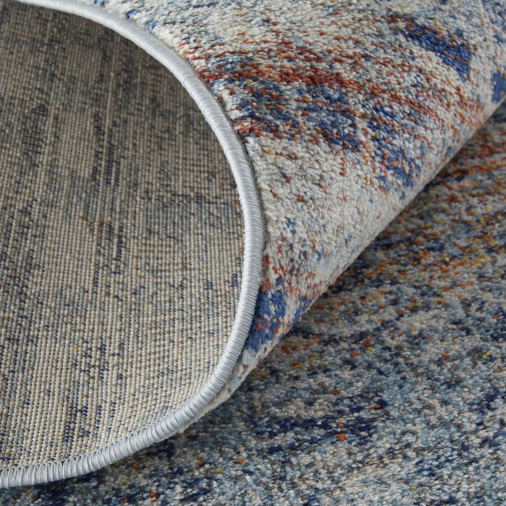 Edgemont Modern Abstract, Blue/Ivory/Orange, 10' x 14' Area Rug. Picture 7