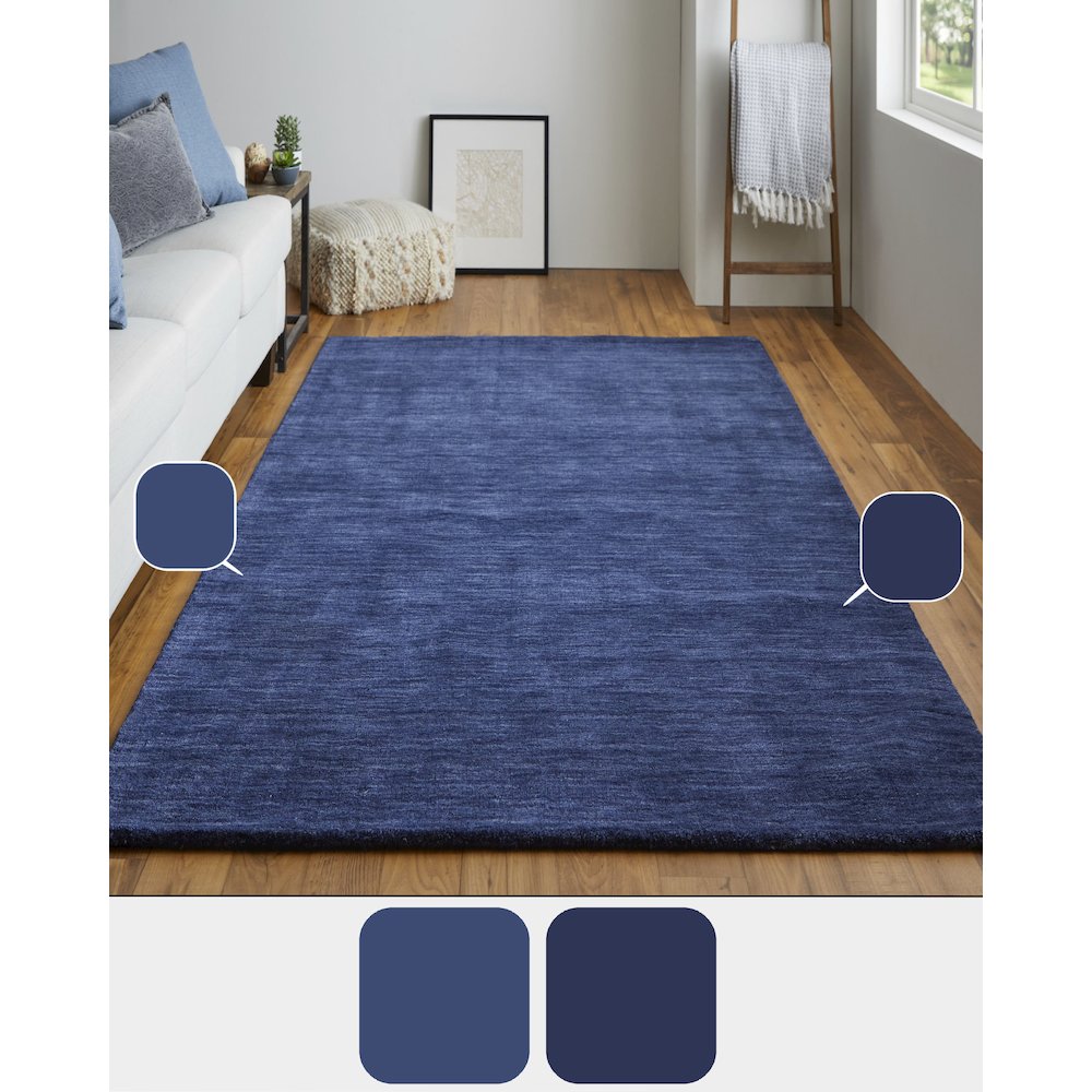 Luna Hand Woven Marled Wool Rug, Midnight Navy Blue, 8ft x 8ft Round, 5798049FDBL000N80. Picture 6