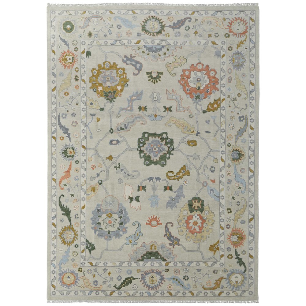 Karina Transitional Floral & Botanical, Ivory/Gold/Green, 2' x 3' Accent Rug. Picture 1