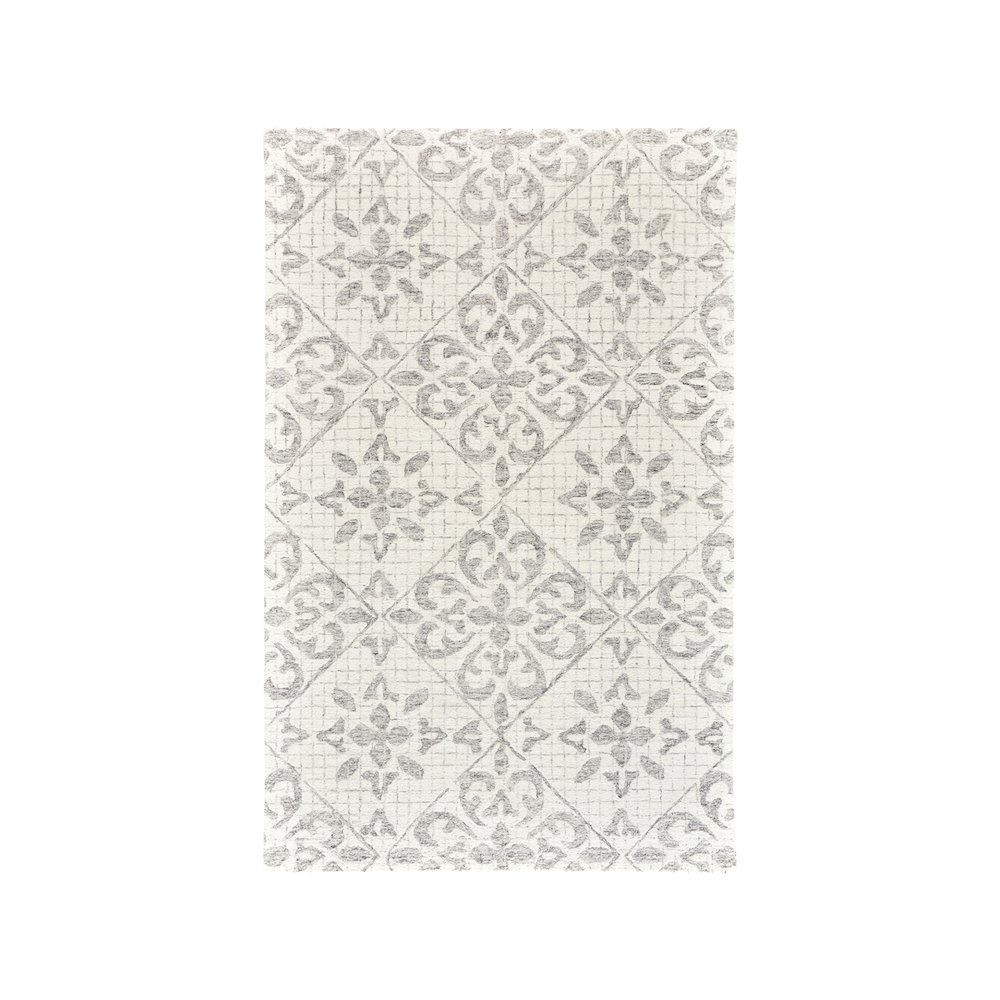 Rhett Geometric Lattice Print Rug, Ivory/Wolf Gray, 8ft x 10ft Area Rug, 868I8073IVYGRYF00. Picture 1