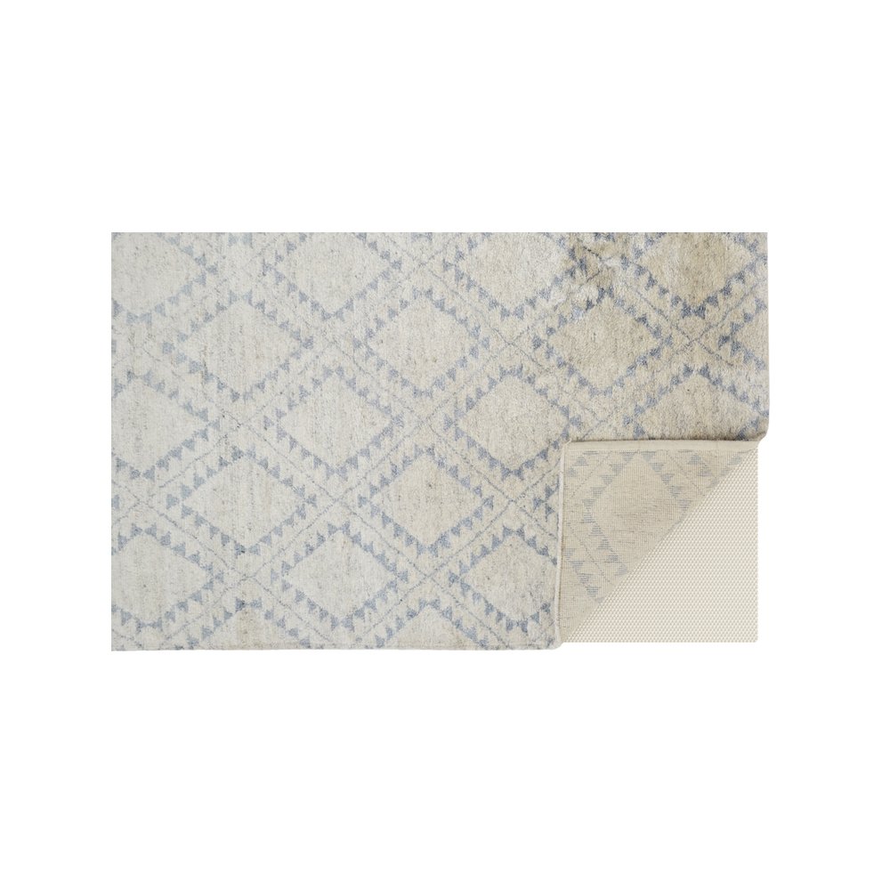 Abytha Diamond Hand Knot Wool Rug, Ivory/Blue/Gray, 5ft-6in x 8ft-6in Area Rug, 7316458FICE000E50. Picture 4