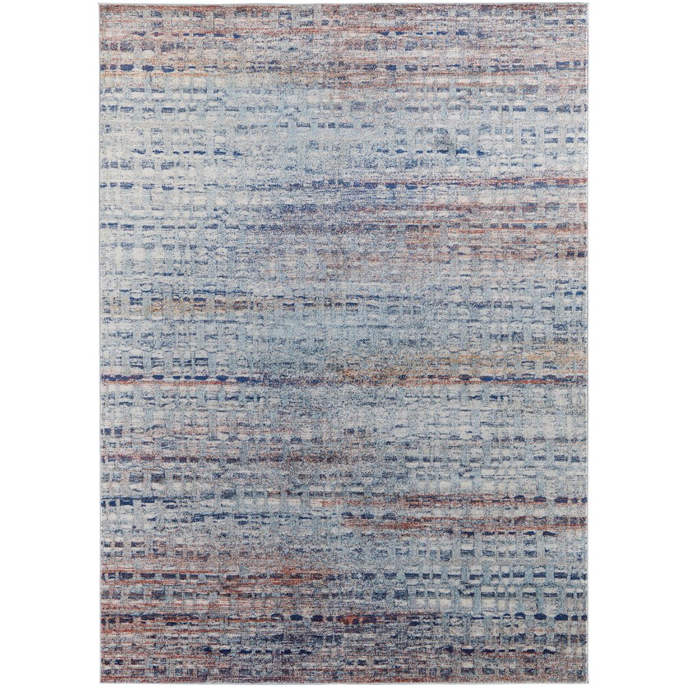 Edgemont Modern Abstract, Blue/Ivory/Orange, 10' x 14' Area Rug. Picture 1