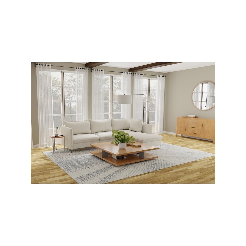 Brighton Modern Abstract, Ivory/Blue/Gray, 4' x 6' Accent Rug. Picture 3