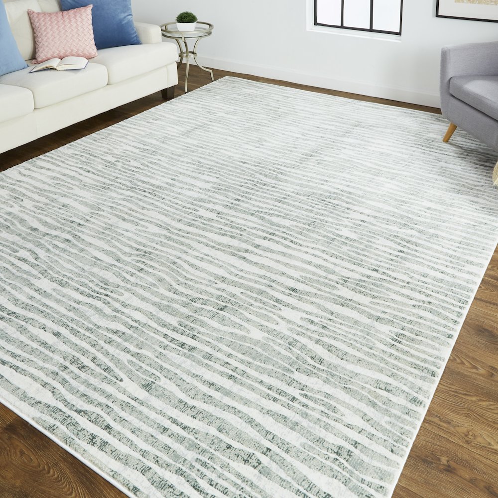 Atwell Contemporary Abstract Rug, Gray/Iceberg Green, 8ft x 10ft Area Rug, ATL3218FGRY000F00. Picture 2