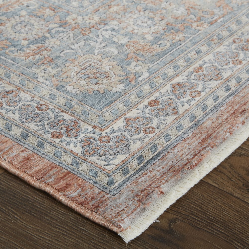 Marquette Rustic Persian Farmhouse Area Rug, Rust/Aegean Blue, 9ft-6in x 12ft-7in, MRQ3761FRSTBLUH07. Picture 3