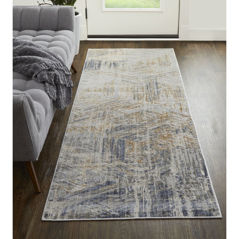 Laina Transitional Abstract, Tan/Ivory/Gray, 3' x 8' Runner. Picture 2