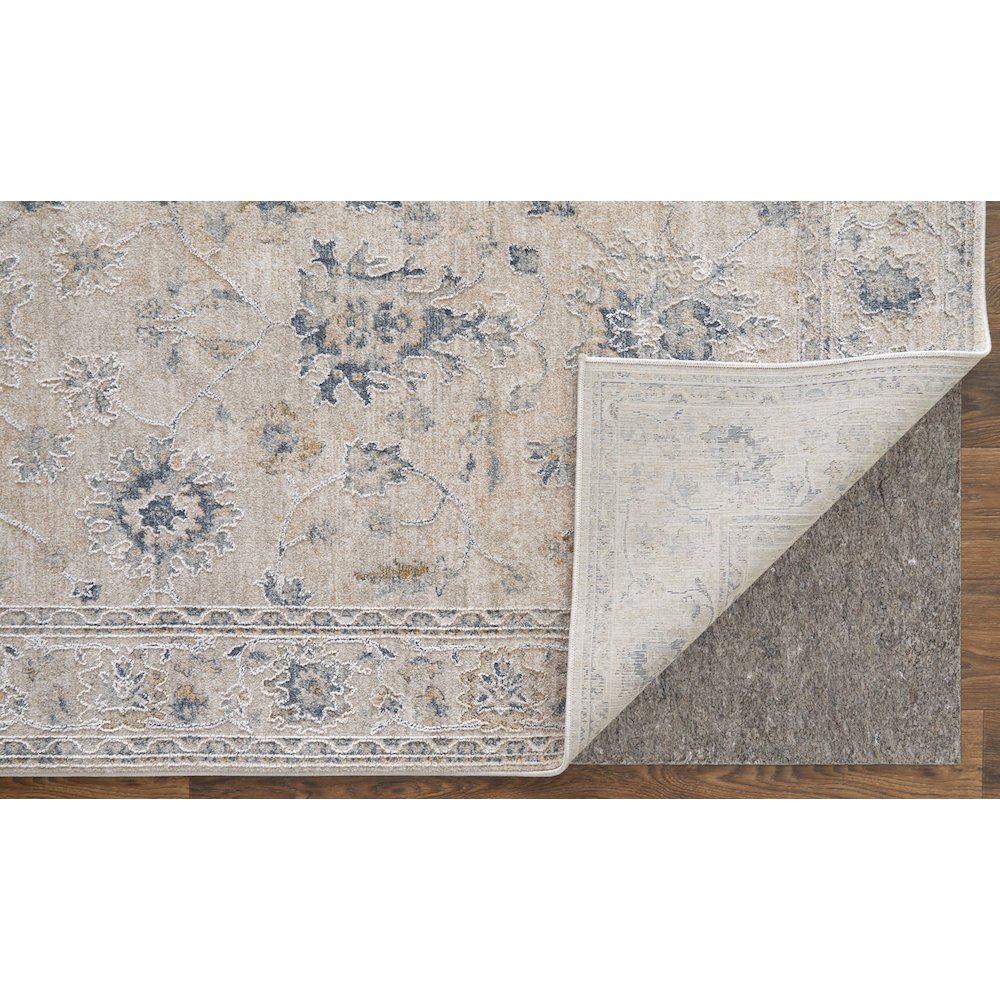 Transitional Floral & Botanical, Ivory/Taupe/Blue, 7'-10" x 10'-3" Area Rug. Picture 4