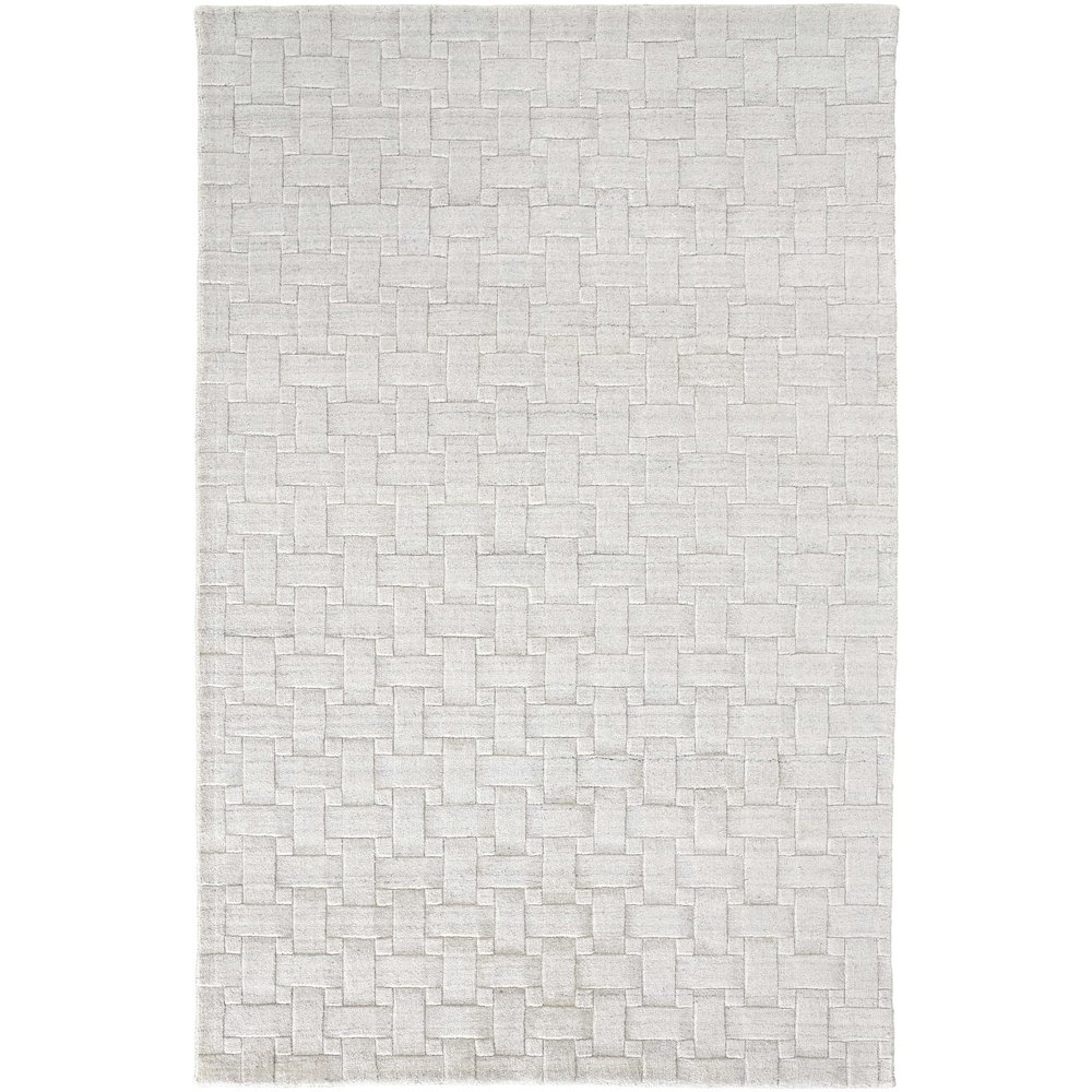 Redford Transitional Solid, White/Silver, 5' x 8' Area Rug. Picture 1
