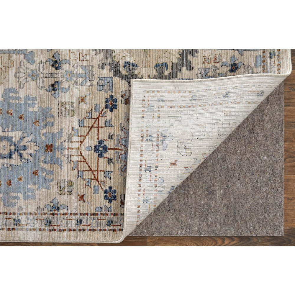 Melrose Traditional Floral & Botanical, Tan/Blue/Red, 9'-0" x 12'-8" Area Rug. Picture 4