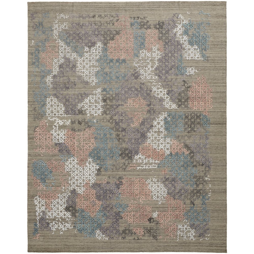 Elias Modern Abstract, Pink/Blue/Taupe, 10' x 14' Area Rug. Picture 1