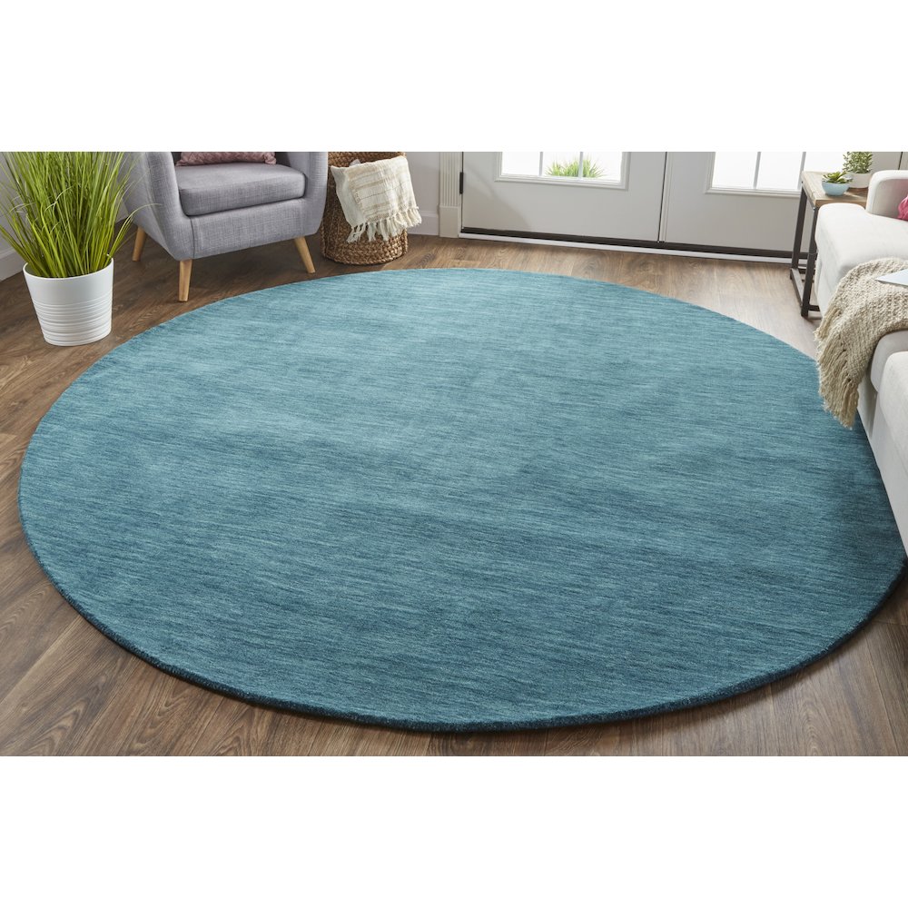 Luna Hand Woven Marled Wool Rug, Teal Blue/Green, 8ft x 8ft Round, 5798049FTEL000N80. Picture 2