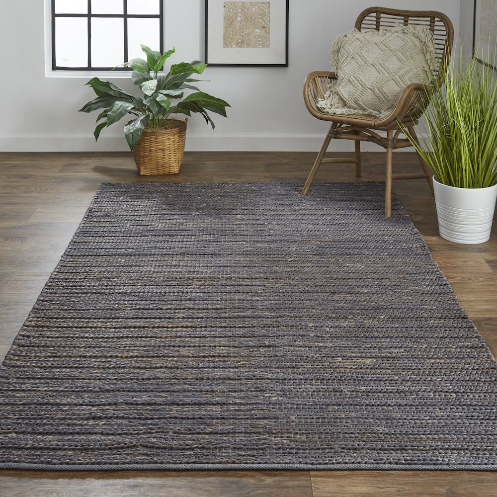 Kaelani Natural Handmade Area Rug, Solid Color, Midnight Blue/Brown, 5ft x 8ft, 6850769FONX000E10. Picture 2