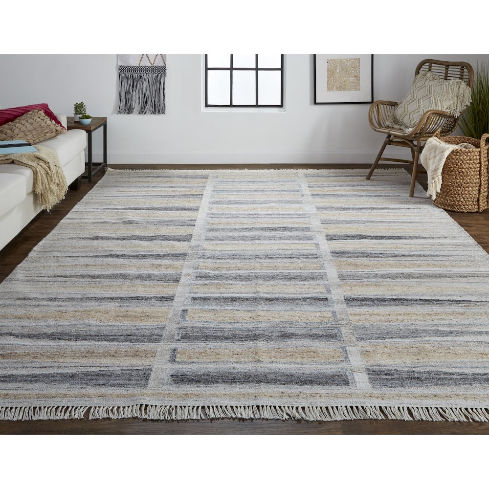 Beckett Eco-Friendly Moroccan Mosaic Rug, Latte Tan/Gray, 5ft x 8ft Area Rug, 8900817FGRYBGEE10. Picture 2