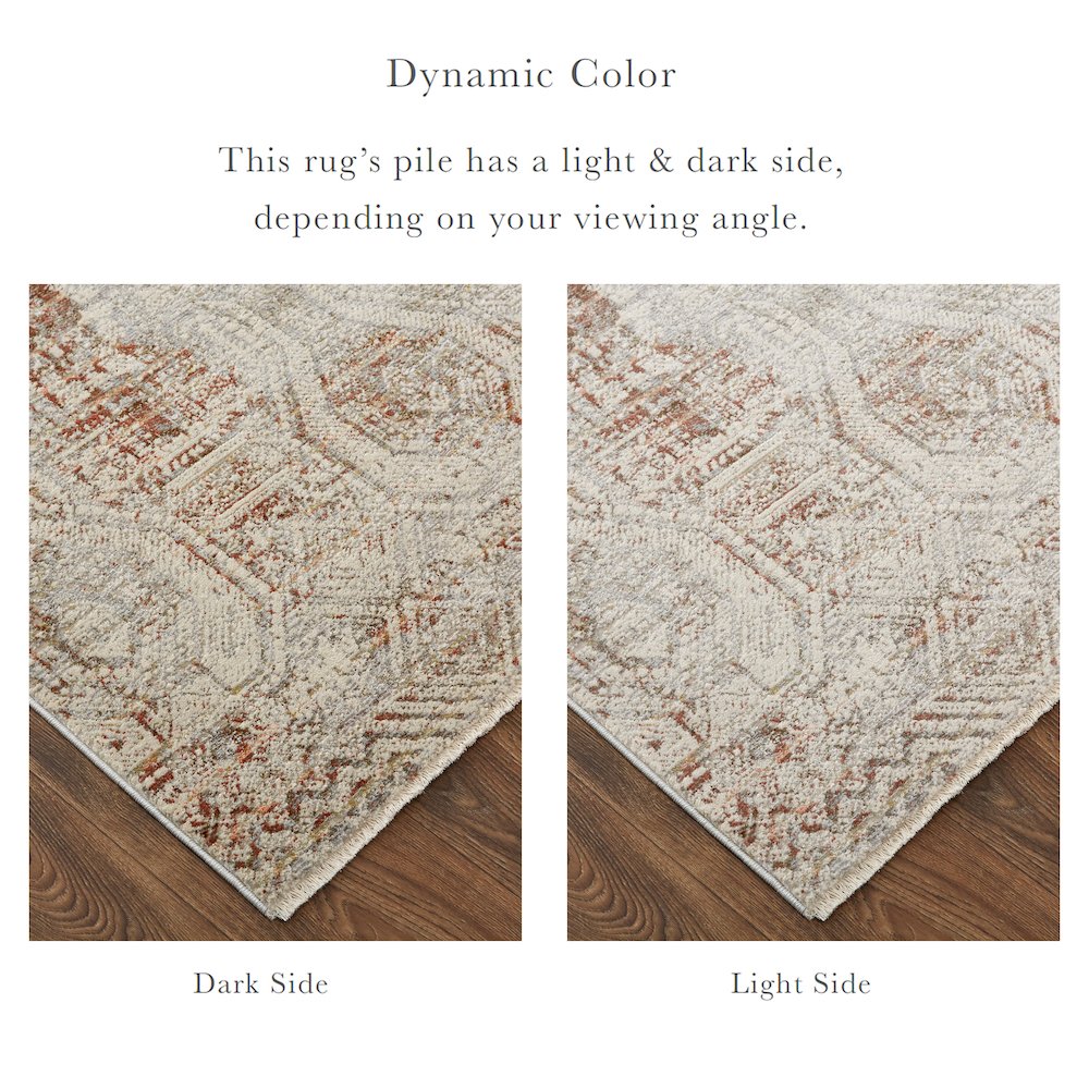 Kaia Transitional Distressed, Tan/Ivory/Orange, 3' x 5' Accent Rug. Picture 3
