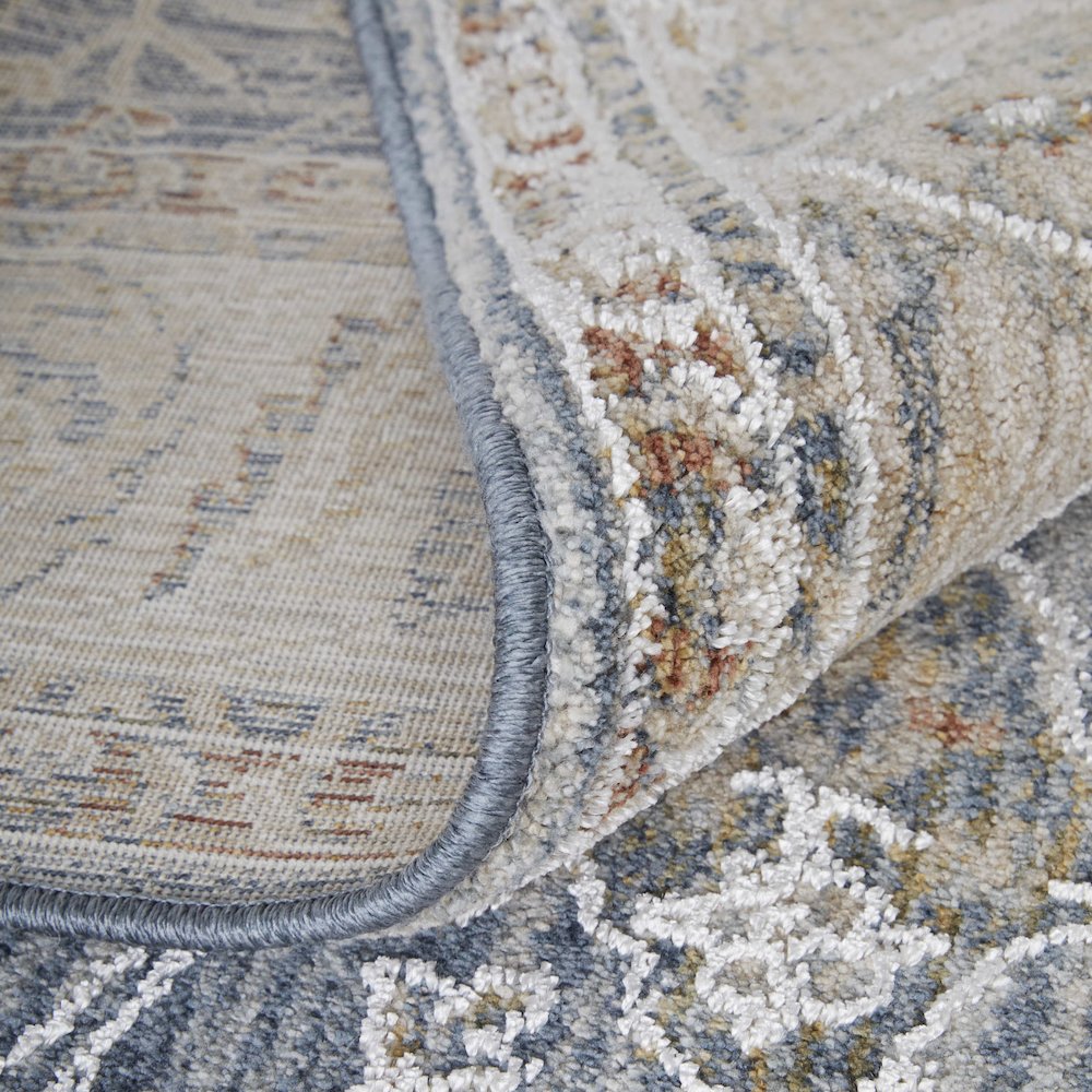 Pasha Transitional Ikat, Blue/Taupe/Ivory, 5' x 7'-6" Area Rug. Picture 8