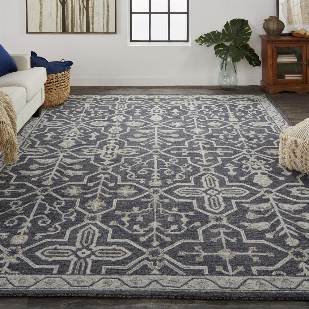 Fallon Rustic Farmhouse Rug, Flora/Fauna, Odyssey Gray, 2ft x 3ft Accent Rug, FLN8839FBLU000P00. Picture 1
