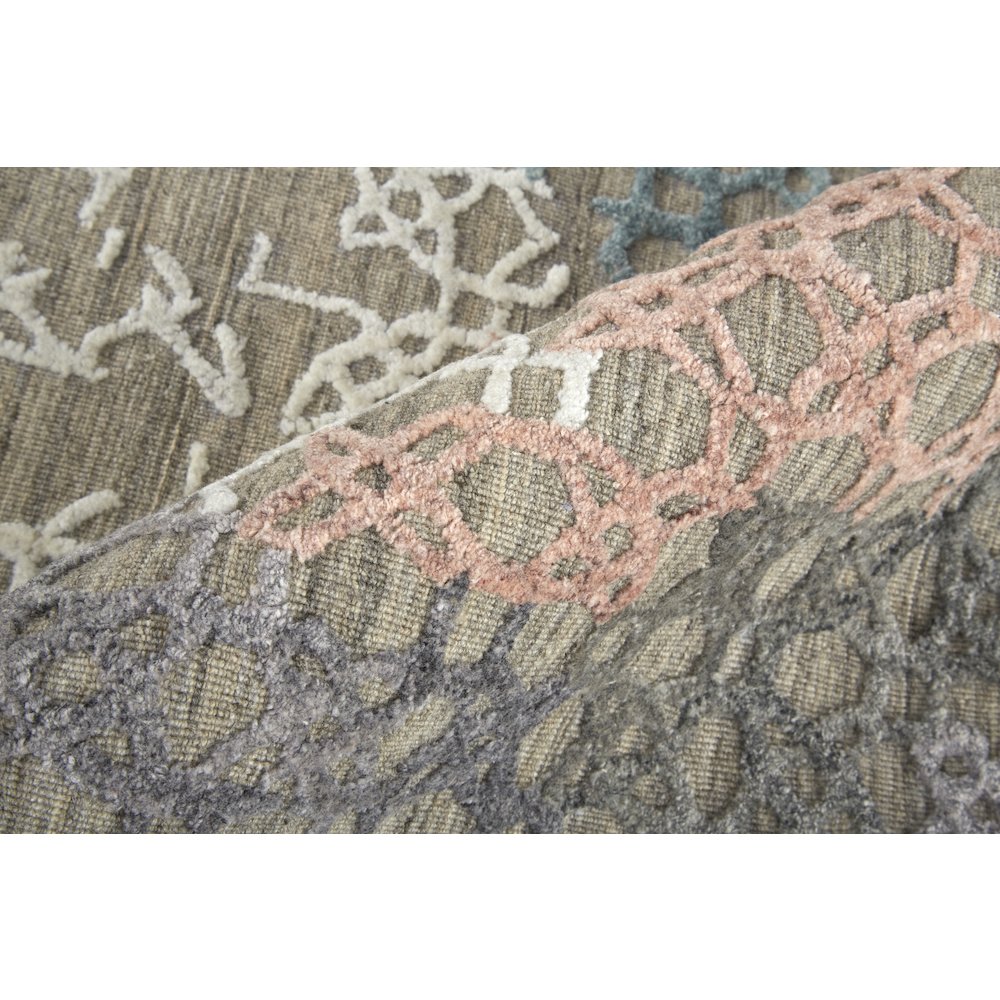 Elias Modern Abstract, Pink/Blue/Taupe, 5' x 8' Area Rug. Picture 5
