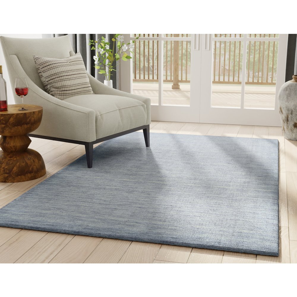 Luna Hand Woven Marled Wool Rug, Dusty Blue, 8ft x 8ft Round, 5798049FSMK000N80. Picture 3