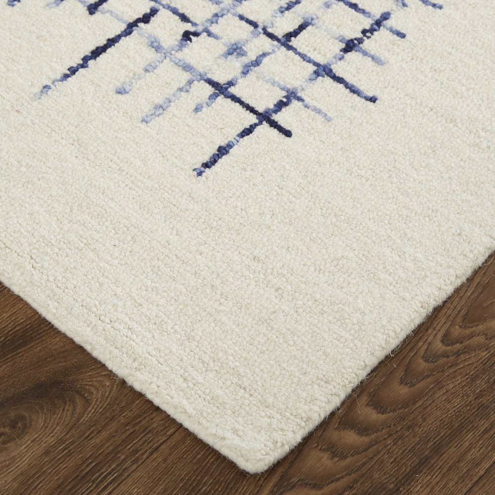 Maddox Modern Tufted Architectural Area Rug, Ivory/Navy Blue, 10ft x 14ft, MDX8630FIVYNVYH00. Picture 3