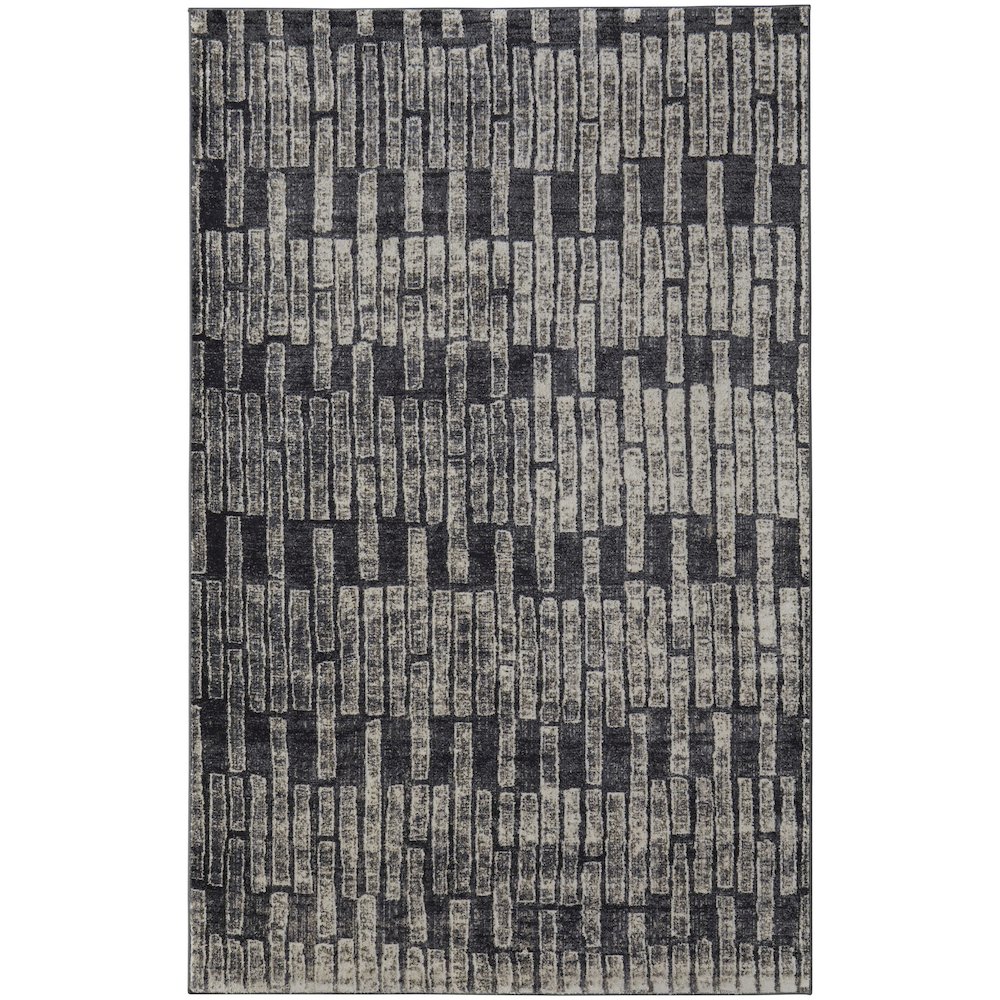 Kano Transitional Geometric, Gray/Black/Ivory, 6'-7" x 9'-6" Area Rug. Picture 1