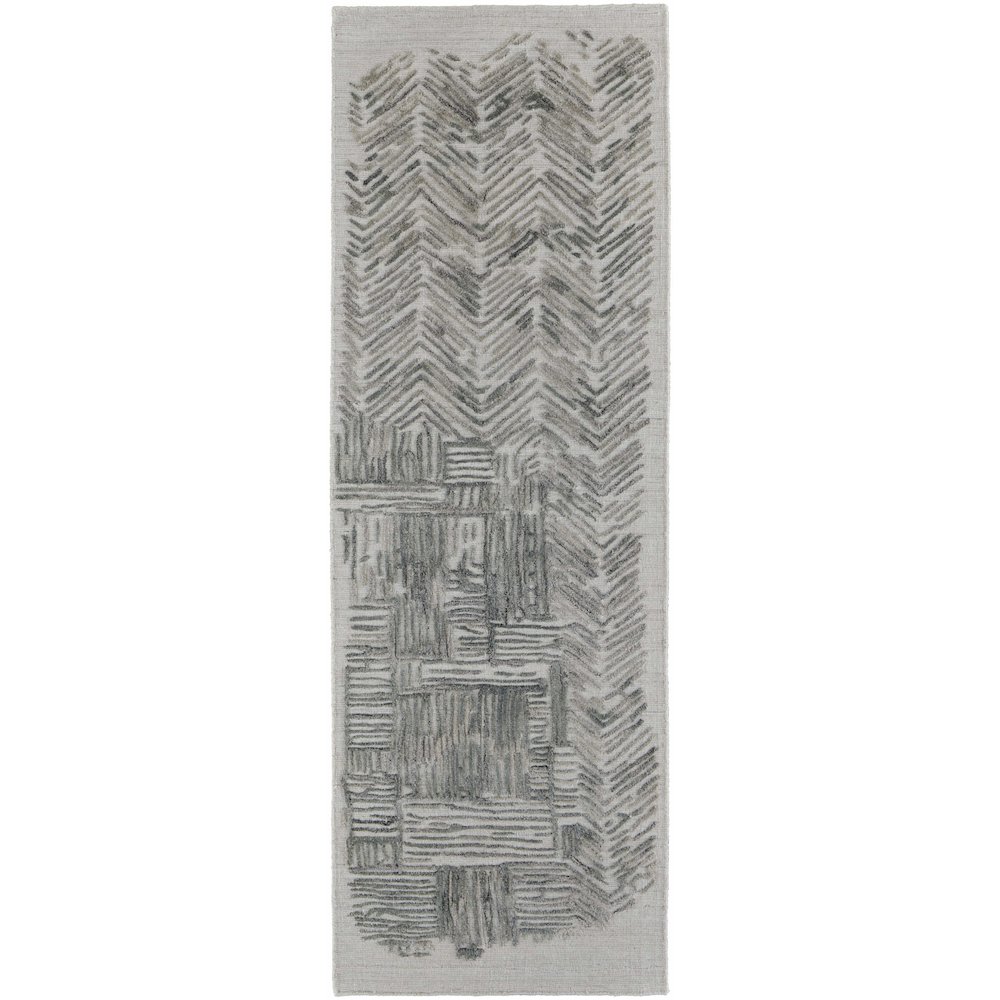 Elias Modern Abstract, Green/Blue/Ivory, 2'-9" x 10' Runner. Picture 1