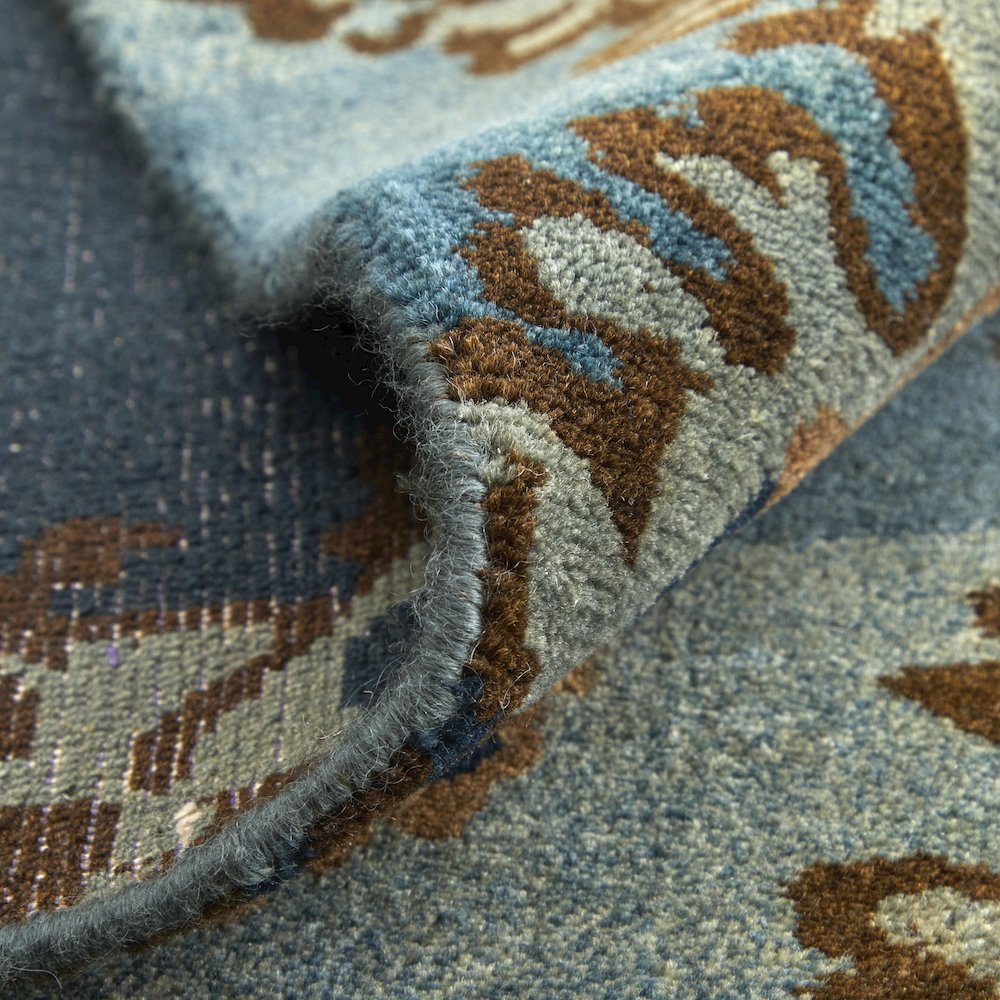 Amzad Transitional Ikat, Blue/Gray/Tan, 5'-6" x 8'-6" Area Rug. Picture 7