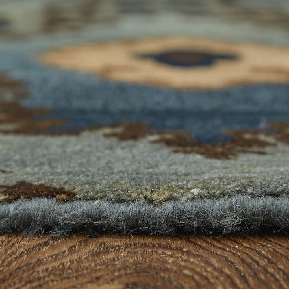 Amzad Transitional Ikat, Blue/Gray/Tan, 5'-6" x 8'-6" Area Rug. Picture 8