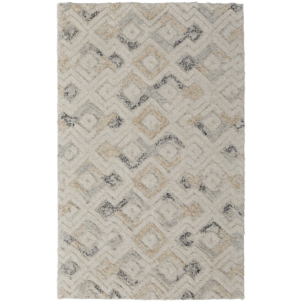 Anica Moroccan Diamond Wool Tufted Area Rug, Ivory/Chambray Blue, 10ft x 14ft, ANC8004FIVYBLUH00. Picture 1