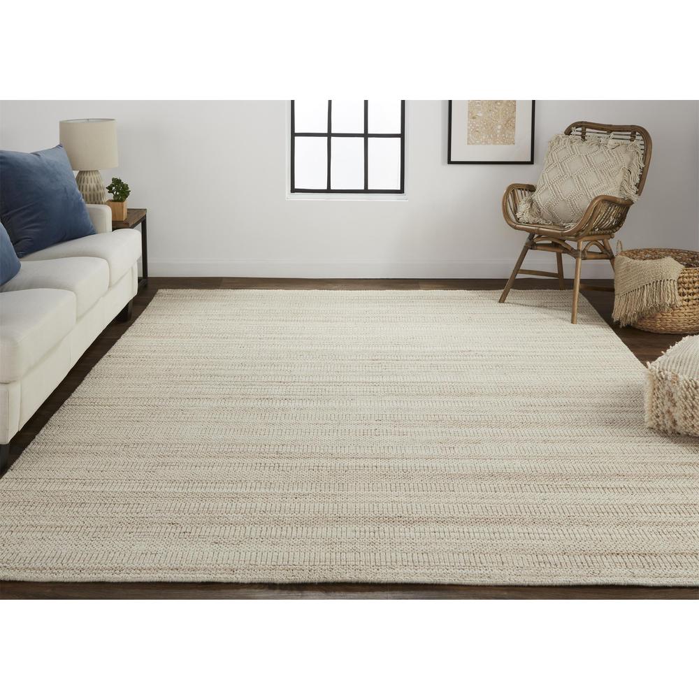 Keaton Handmade Wool Rug, Neutral Stripe, Tan/Beige, 2ft x 3ft Accent Rug, KTN8018FBRNBGEP00. Picture 1