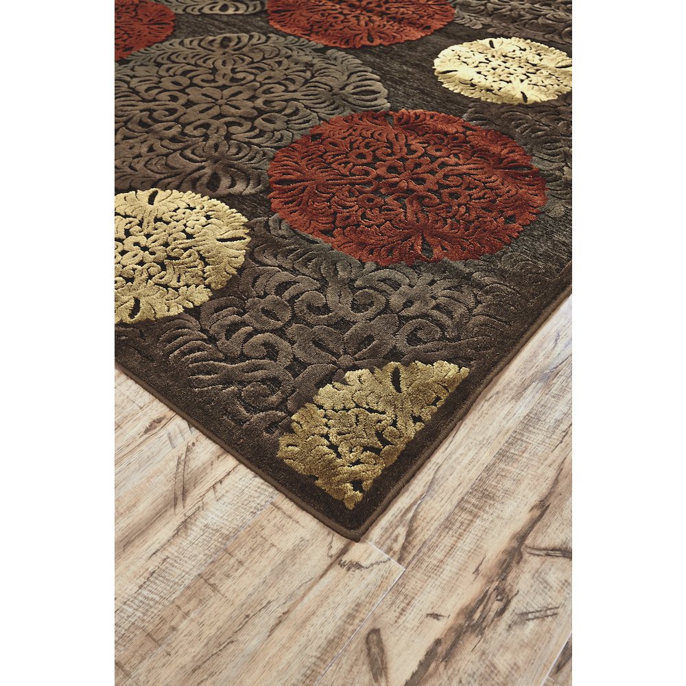 Saphir Transitional Polka Dots, Taupe/Red/Tan, 7'-6" x 7'-6" Round Rug. Picture 2