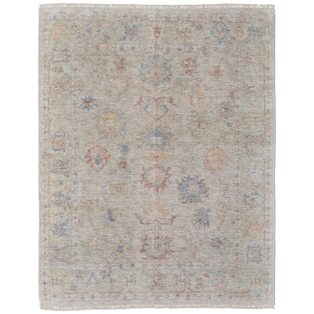 Transitional Floral & Botanical, Brown/Tan/Blue, 3'-6" x 5'-6" Accent Rug. Picture 1