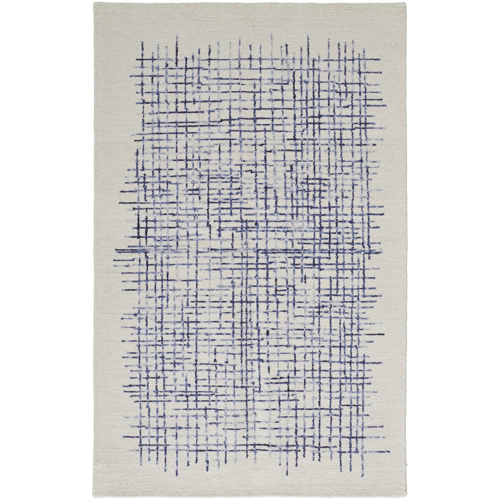 Maddox Modern Tufted Architectural Area Rug, Ivory/Navy Blue, 5ft x 8ft, MDX8630FIVYNVYE10. Picture 2