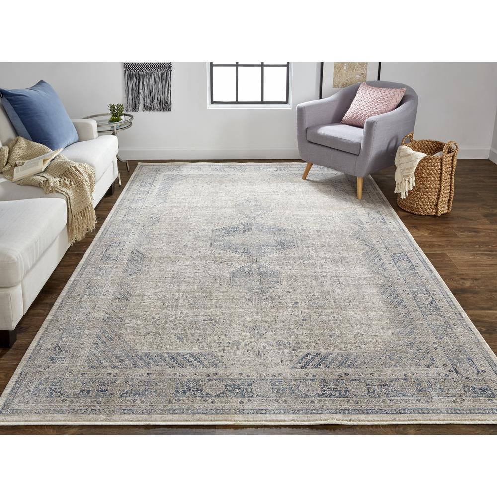 Marquette Rustic Persian Farmhouse Rug, Warm Gray/Blue, 2ft x 3ft Accent Rug, MRQ3775FGRY000P00. Picture 1