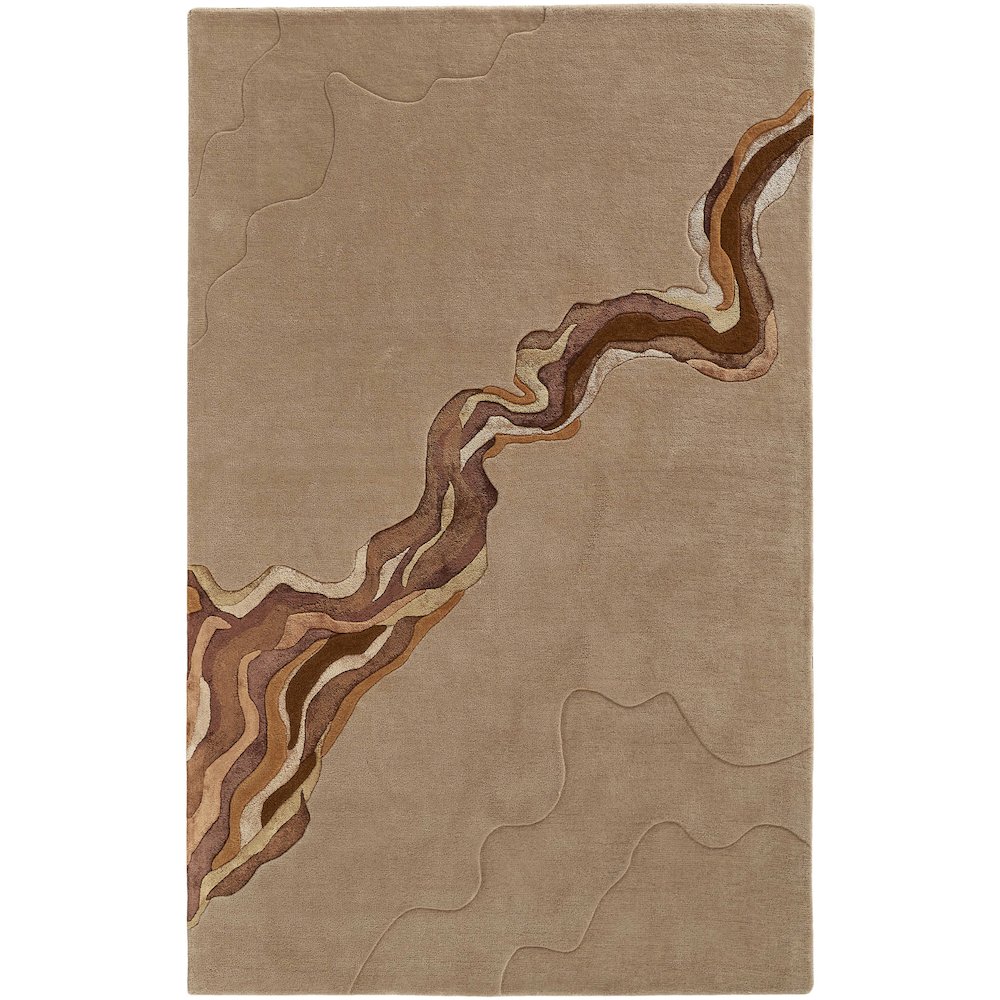 Serrano Transitional Abstract, Tan/Orange, 5' x 8' Area Rug. Picture 1