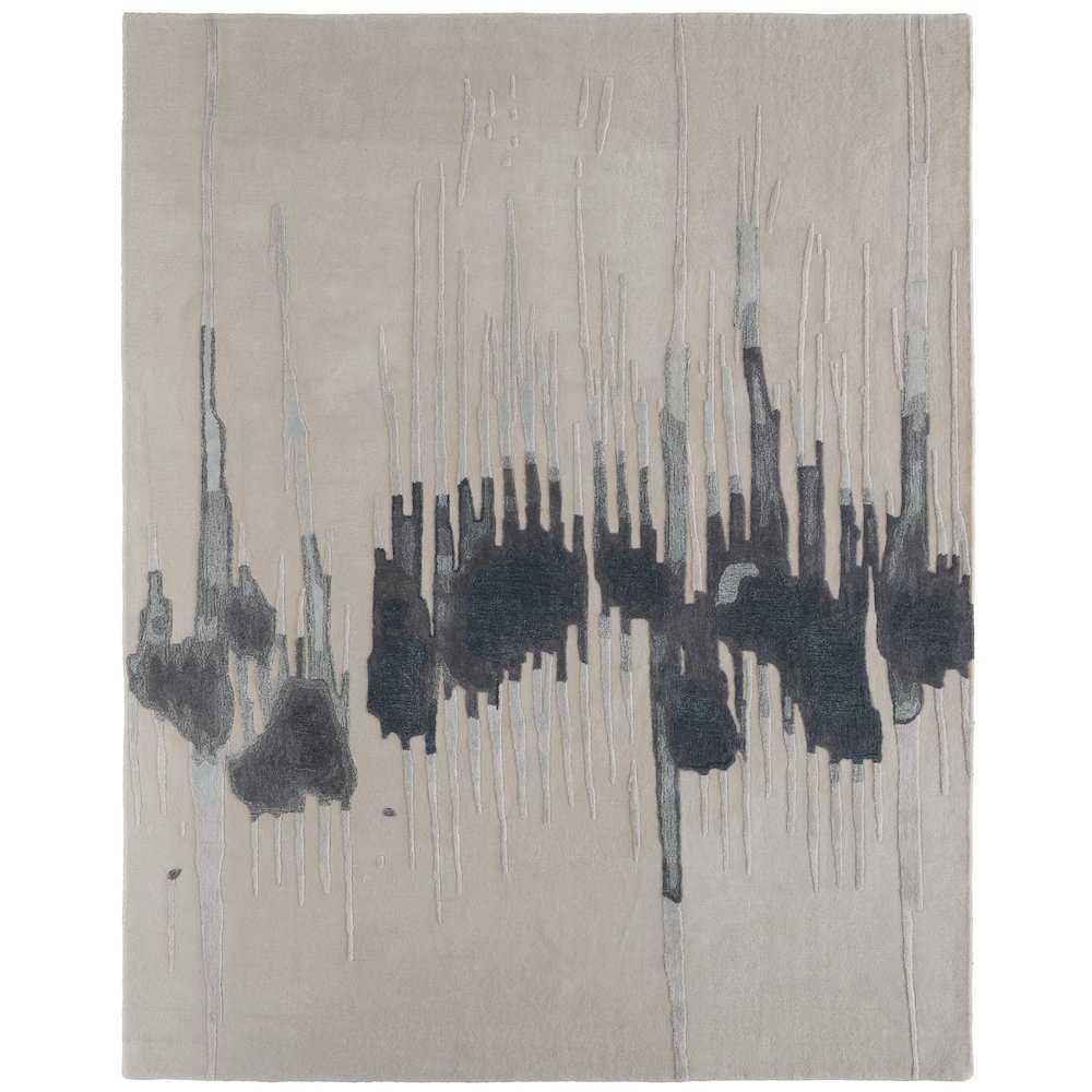 Anya Transitional Abstract, Ivory/Blue/Gray, 8' x 10' Area Rug. Picture 1