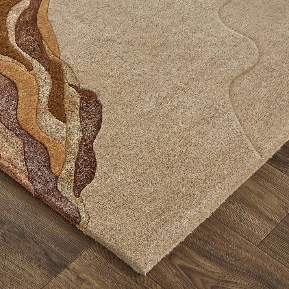 Serrano Transitional Abstract, Tan/Orange, 5' x 8' Area Rug. Picture 3