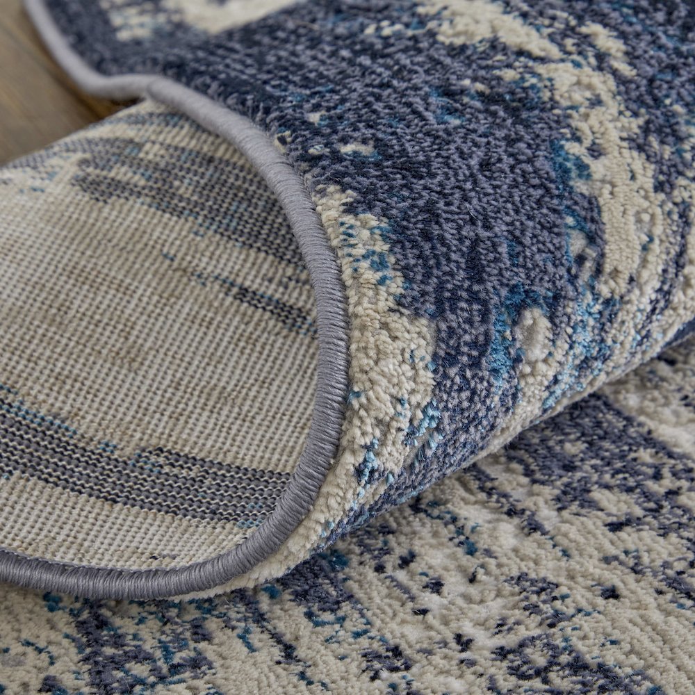 Indio Modern Abstract, Tan/Blue/Ivory, 6'-7" x 9'-6" Area Rug. Picture 7