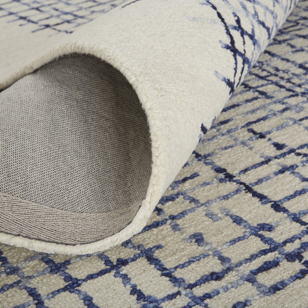 Maddox Modern Tufted Architectural Area Rug, Ivory/Navy Blue, 10ft x 14ft, MDX8630FIVYNVYH00. Picture 7