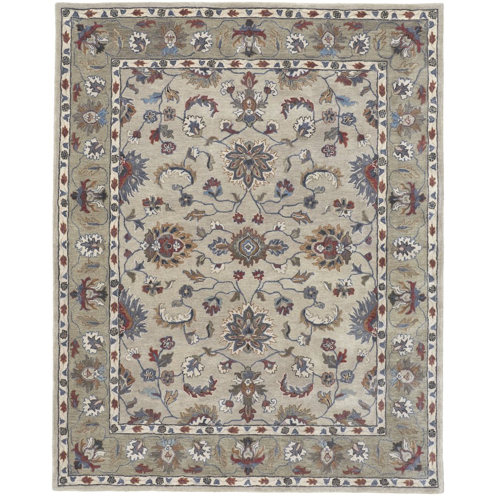 Rylan Transitional Oriental, Ivory/Taupe/Blue, 8' x 10' Area Rug. Picture 1