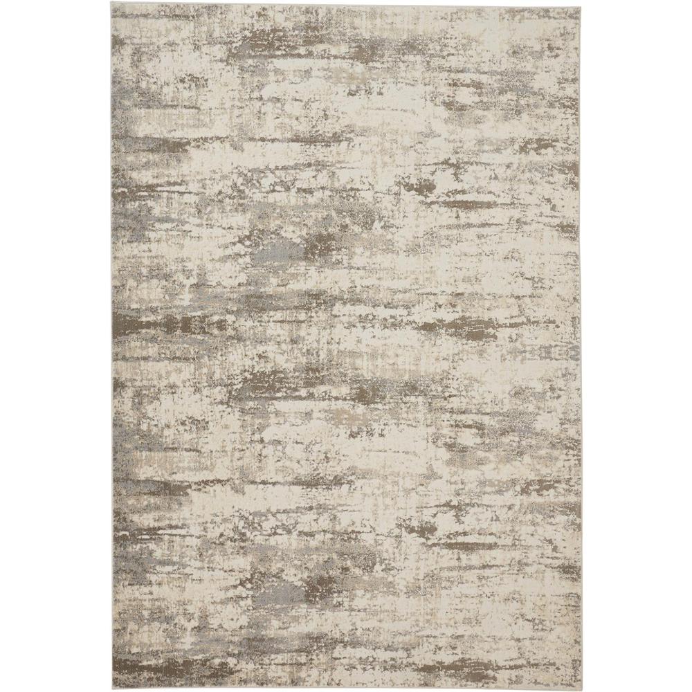 Frida Distressed Abstract Prismatic Rug, Ivory/Gray/Brown, 12ft x 15ft Area Rug, PRK3719FSLVBGEJ00. Picture 1