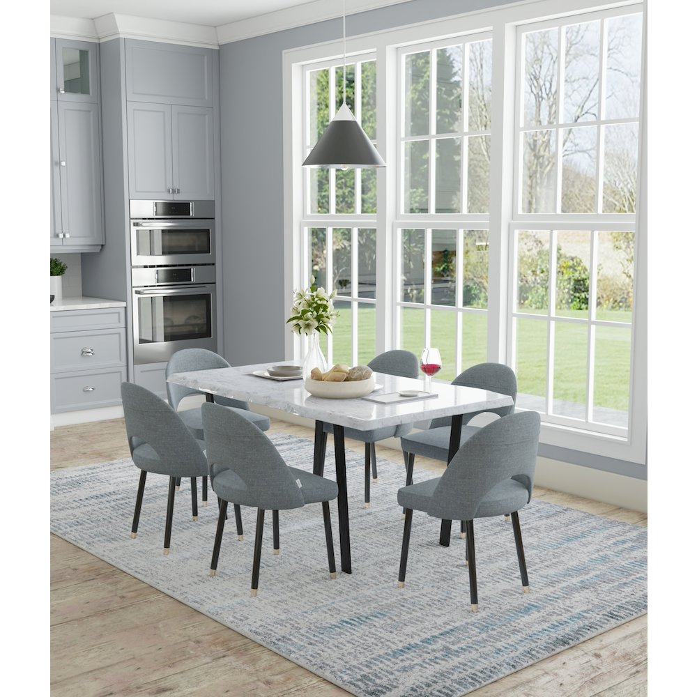 Azure Modern Abstract, Blue/Gray/Ivory, 8' x 10' Area Rug. Picture 2