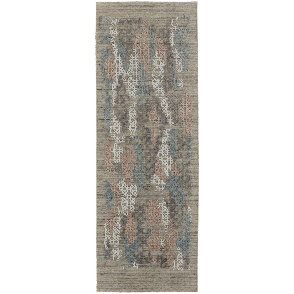 Elias Modern Abstract, Pink/Blue/Taupe, 2'-9" x 8' Runner. Picture 1