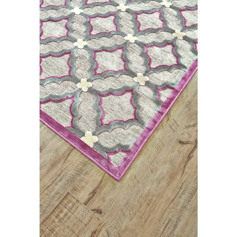 Saphir Rubus Modern Geometric, Taupe/Gray/Purple, 9'-8" x 12'-7" Area Rug. Picture 2