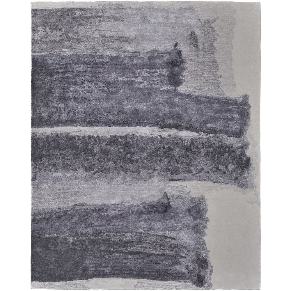 Anya Transitional Abstract, Gray/Blue/Ivory, 3'-6" x 5'-6" Accent Rug. Picture 1