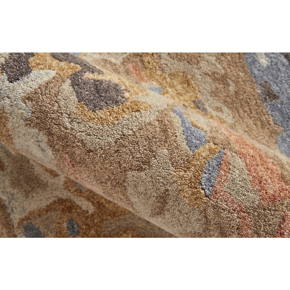 Everley Modern Abstract, Tan/Blue, 2' x 3' Accent Rug. Picture 5