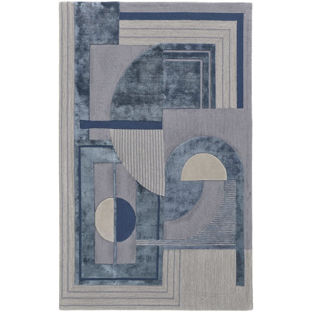 Nash Modern Geometric, Blue/Ivory/Gray, 8' x 10' Area Rug. Picture 1