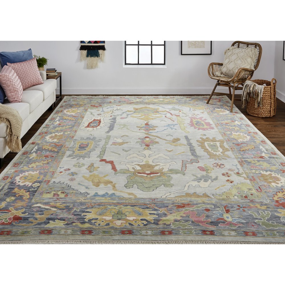 Karina Traditional Persian, Blue/Gray/Gold, 3'-6" x 5'-6" Accent Rug. Picture 2