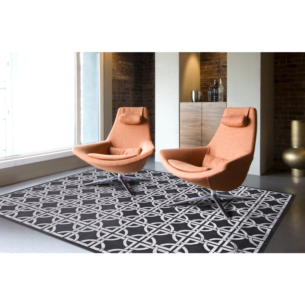 Dim Sum Modern Abstract, Black/Silver, 8'-6" x 11'-6" Area Rug. Picture 2