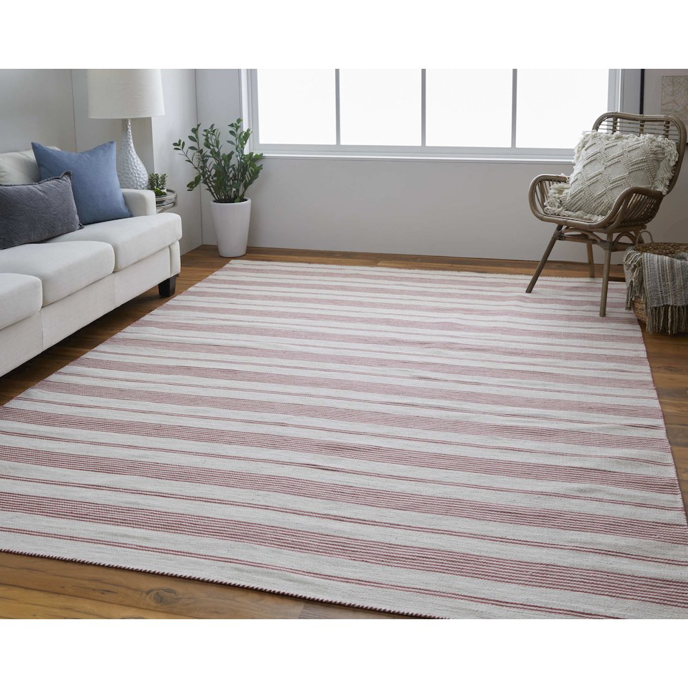 Duprine Transitional Stripes, Red/Ivory, 4' x 6' Accent Rug. Picture 2